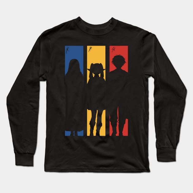 (Transparent) Frieren Party Members Silhouette with Fern Stark from Sousou no Frieren or Frieren Beyond Journeys End Anime SNF-174 Long Sleeve T-Shirt by Animangapoi